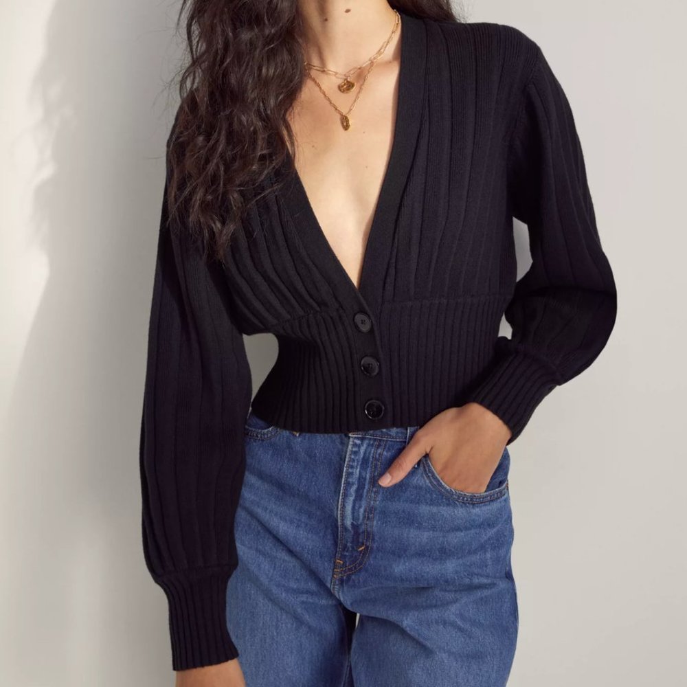 Aritzia Black Ribbed Cardigan